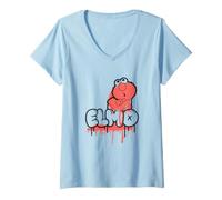 Mujer Sesame Street Elmo Simple Spray Paint Graffiti Tag Camiseta Cuello V
