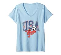 Mujer Sesame Street Elmo USA Soccer Camiseta Cuello V