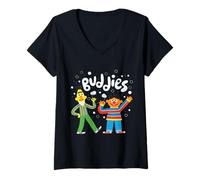 Mujer Sesame Street Ernie & Bert Bubbles Buddies Sesame Street Camiseta Cuello V