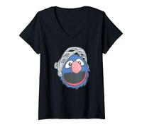 Mujer Sesame Street Manga Super Grover Camiseta Cuello V