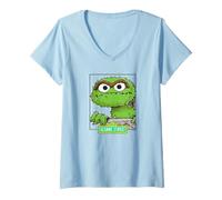 Mujer Sesame Street Oscar The Grouch Boxed Sketch Camiseta Cuello V