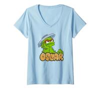 Mujer Sesame Street Oscar The Grouch Simple Graffiti Tag Camiseta Cuello V