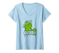 Mujer Sesame Street Oscar The Grouch Spray Paint Graffiti Tag Camiseta Cuello V