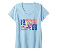 Mujer Sesame Street Red, White and Blue Group Breakout Camiseta Cuello V