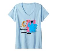 Mujer Sesame Street Street Beats C Is For Cookie Monster Camiseta Cuello V