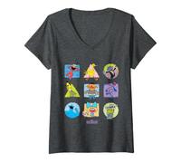 Mujer Sesame Street Street Beats Character Squares Camiseta Cuello V