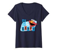 Mujer Sesame Street Street Beats H Is For Happy with Elmo Camiseta Cuello V