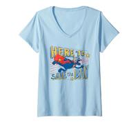 Mujer Sesame Street Super Grover Here To Save The Day Camiseta Cuello V