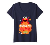 Mujer Sesame Street Tickle Me Elmo Stars Camiseta Cuello V