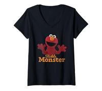 Mujer Sesame Street Tickle Me Elmo Tickle Monster Camiseta Cuello V