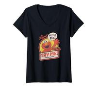 Mujer Sesame Street Tickle Me Elmo Try Me Camiseta Cuello V
