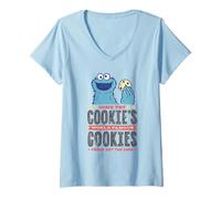 Mujer Sesame Street Vintage Cookie Monster Fresh out of The Oven Camiseta Cuello V