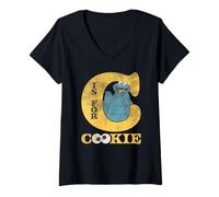 Mujer Sesame Street Vintage Heart C Is For Cookie Monster Camiseta Cuello V