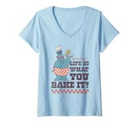 Mujer Sesame Street Vintage Heart Cookie Life Is What You Bake It Camiseta Cuello V
