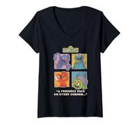 Mujer Sesame Street Vintage Heart, Friendly Face On Every Corner Camiseta Cuello V