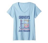 Mujer Sesame Street Vintage Sign Grover's Handmade Ice Cream Camiseta Cuello V