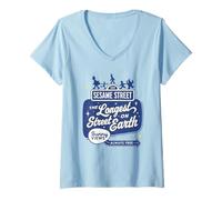 Mujer Sesame Street Vintage Sign Longest Street On Earth Camiseta Cuello V