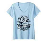 Mujer Set Apart with A Purpose - Verso bíblico Retro Christian Faith Camiseta Cuello V