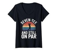 Mujer Seven-Tee and Still On Par 70th Birthday Funny Golf Camiseta Cuello V