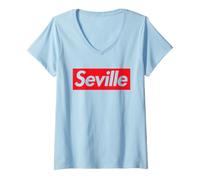 Mujer Sevilla España Souvenir España Sevilla Hogar del Flamenco Camiseta Cuello V