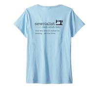 Mujer SEWCIALIST Diccionario Definición Máquina De Coser Meme EN LA Espalda Camiseta Cuello V