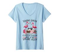Mujer Sewing Queen Classy Sassy And A Bit Smart Assy Mujeres Costura Camiseta Cuello V