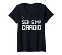 Mujer Sexo es mi cardio divertido Cardio Deporte Intimo pareja broma Camiseta Cuello V