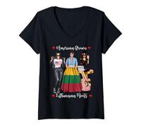 Mujer Sexy American Grown Lituanian Roots Heritage Half Camiseta Cuello V