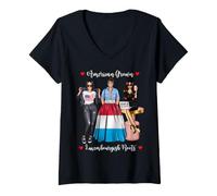 Mujer Sexy American Grown Luxemburgués Raíces Negro Mujeres Camiseta Cuello V