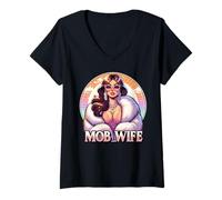 Mujer Sexy Mob Esposa Estética Camiseta Cuello V