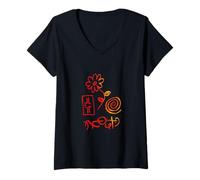 Mujer Shadow Awakening Surrealista Hand Drawn Symbols T Shirt Camiseta Cuello V