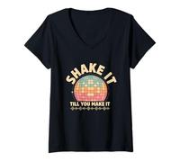 Mujer Shake It Till You Make It Vintage 70's Danza Retro Dance Camiseta Cuello V