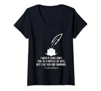 Mujer Shakespeare Batalla de ingenio Cita Literario Bardo Humor Camiseta Cuello V