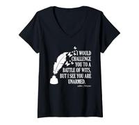 Mujer Shakespeare Batalla de ingenio Cita Literario Bardo Humor Camiseta Cuello V