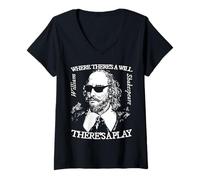 Mujer Shakespeare Donde Hay voluntad, Hay una Obra de Teatro Camiseta Cuello V