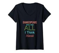 Mujer Shakespeare es todo lo que pienso sobre el lema humorístico Meme Camiseta Cuello V