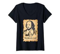 Mujer Shakespeare Escritor Humor Literario Bardo Cita Se Escribe Camiseta Cuello V