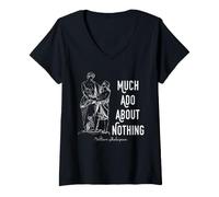 Mujer Shakespeare Mucho Ruido y Ruido sobre Nada Comedia literaria Camiseta Cuello V