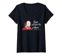 Mujer Shakespeare Winter'S Tale Bear Cita Teatro Literario Humor Camiseta Cuello V