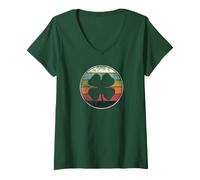 Mujer Shamrock Vintage Sun Retro Grunge Estilo San Patricio Día Camiseta Cuello V