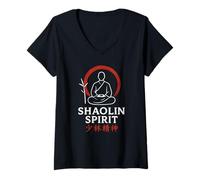 Mujer Shaolin Spirit Zen Monje de Artes Marciales Camiseta Cuello V