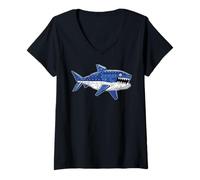 Mujer Shark Master Builder Bloque de construcción de ladrillos divertido Camiseta Cuello V