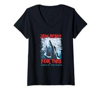 Mujer Shark Ocean Wildlife Week Verano 2025 Mandíbula Lista para Este Hombre Camiseta Cuello V