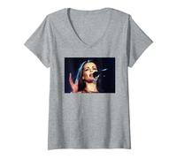 Mujer Sharon Corr Cantando The Corrs Live In Blue Era 2001 Camiseta Cuello V