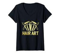 Mujer Sharp Look Hairstyle Hombres Peluquería Peluquería Camiseta Cuello V