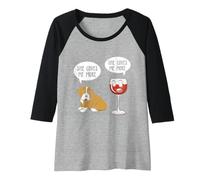 Mujer She Loves me More - Perro y Vino Tinto Camiseta Manga Raglan