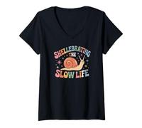 Mujer Shelebrating The Slow Life Caracol Relajante Vibes Camiseta Cuello V