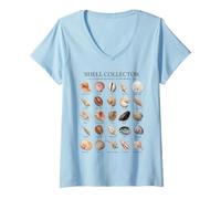 Mujer Shell Collector Conchas Marinas comunes del Mundo Arte Vintage Camiseta Cuello V