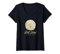 Mujer Shell Island Florida Shelling Gift Souvenir Sand Dollar Camiseta Cuello V