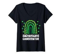 Mujer Shenanigans Coordinator St Patricks Day Green Rainbow Camiseta Cuello V